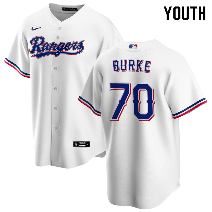 Nike Youth #70 Brock Burke Texas Rangers Baseball Jerseys Sale-White